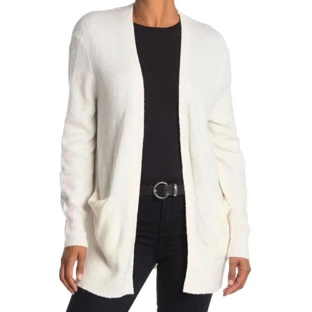 Madewell Merino Wool Alpaca Open Front White Cardigan